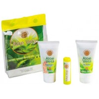 Sublime Canarias - Aloe Vera Travel Set Gel Puro Aloe, Lip Care, Crema Manos Reiseset mit Tasche produziert auf Gran Canaria