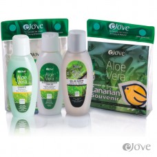 eJove - Aloe Vera Bolsa Set Champu + Acondicionador Capilar + Gel de Ducha 3x50ml Reiseset produziert auf Gran Canaria