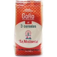 Gofio La Molineta - Gofio de 3 Cereales Millo y Cebada Tueste Normal 3-Sorten-Gofio geröstetes Mehl 500g Tüte produziert auf Teneriffa