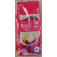 Carrefour - Cafe Molido Natural Descafeinado Röstkaffee gemahlen entkoffeiniert 200g Tüte produziert auf Gran Canaria