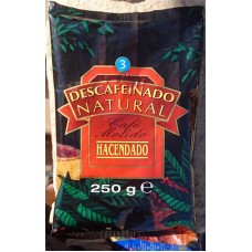 Hacendado - Cafe Molido descafeinado natural Nr. 3 Röstkaffee gemahlen entkoffeiniert 250g Tüte produziert auf Teneriffa