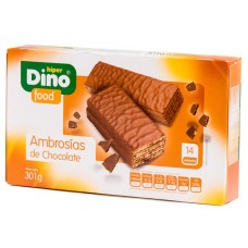 DinoFood - Ambrosias de Chocolate con Leche Schoko-Waffelriegel 14x 21,5g 301g produziert auf Gran Canaria