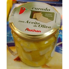 Auchan - Queso Curado Mezcla En Aceite de Oliva gemischte Ziegenkäsewürfel in Olivenöl 225g Inhalt 135g netto Glas produziert auf Gran Canaria (Kühlware)