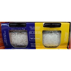 Las Salinas Pozo Izquierdo - Sal Marinas Artesanal Lagrimas de Sal und Sal Fina Bio Salz 2x75g Glas produziert auf Gran Canaria