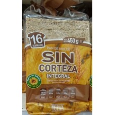 Tupan - Pan de Molde Integral Sin Corteza Vollkorn-Toastbrot ohne Rand 16 Scheiben 450g produziert auf Gran Canaria